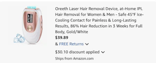laser hair remover device Amazon receipt