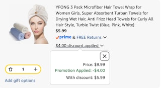 hair towel Amazon receipt