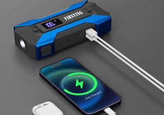 a car battery charger charging a phone