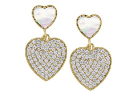 Simulated Pearl Heart Earrings
