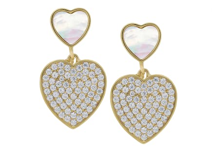 Simulated Pearl Heart Earrings