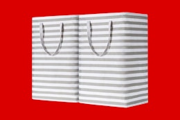 a laundry basket 2 pack on a red background