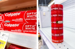 collage with colgate toothpaste and old spice pomade