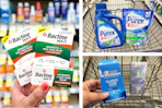 collage image of bactine ointment, purex laundry detergent, and crest whitening products