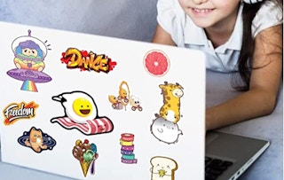stickers on a laptop