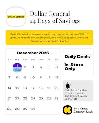 Dollar General 24 Days of Savings predicted start date on December 1, 2026