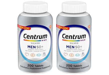 2 Centrum Men Silver Vitamin Bottles