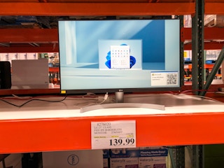 borderless monitor on a shelf