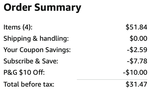 Downy dryer sheets Amazon receipt