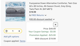 Comforter Amazon receipt