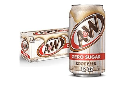 3 A&W Zero Sugar Root Beer Soda 12-Packs