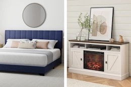 $85 King Bed, $10 Storage, $98 Fireplace, and More Walmart Home Deals card image