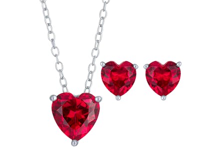 Red Ruby Heart Jewelry Set