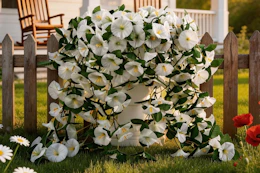 hanging flowers on a fence