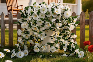 hanging flowers on a fence