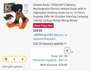 heated socks cart