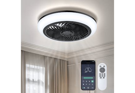 Bladeless Flush Mount Ceiling Fan with Light