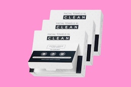 face towels on a pink background