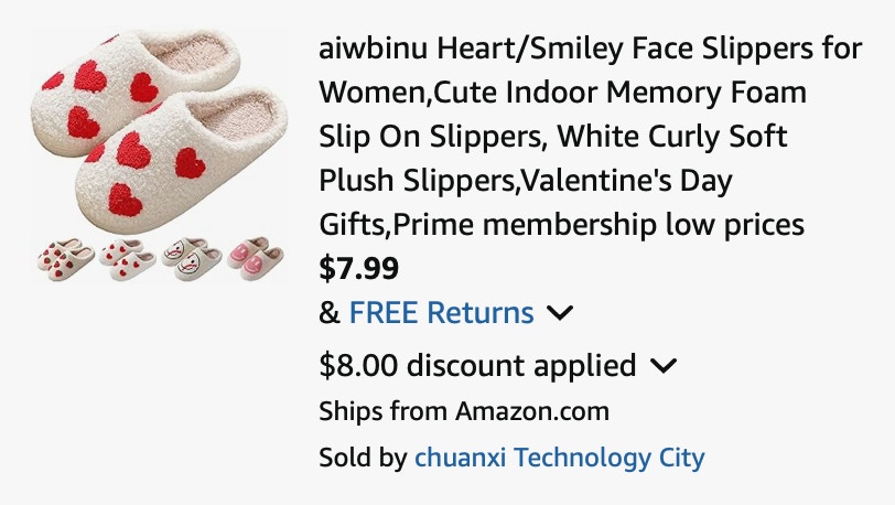 Amazon Heart Slippers 2025