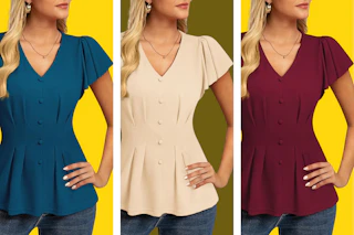 Ruffle Sleeve Peplum Top