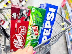 soda 12-packs in shopping cart