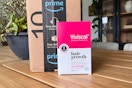 hair supplements in front of amazon box