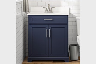 navy blue bathroom vanity