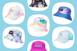 Bucket and baseball hats from Justice at Walmart