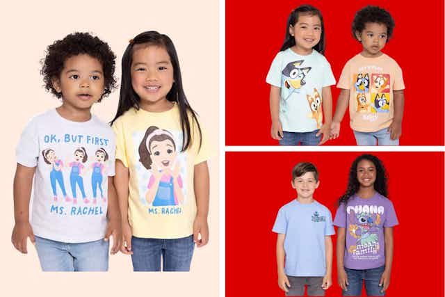 Kids' Graphic Tee 2-Pack, $6.98 at Sam's Club (Bluey, Ms. Rachel, and More) card image