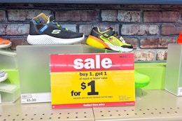 skechers shoes on store shelf at meijer