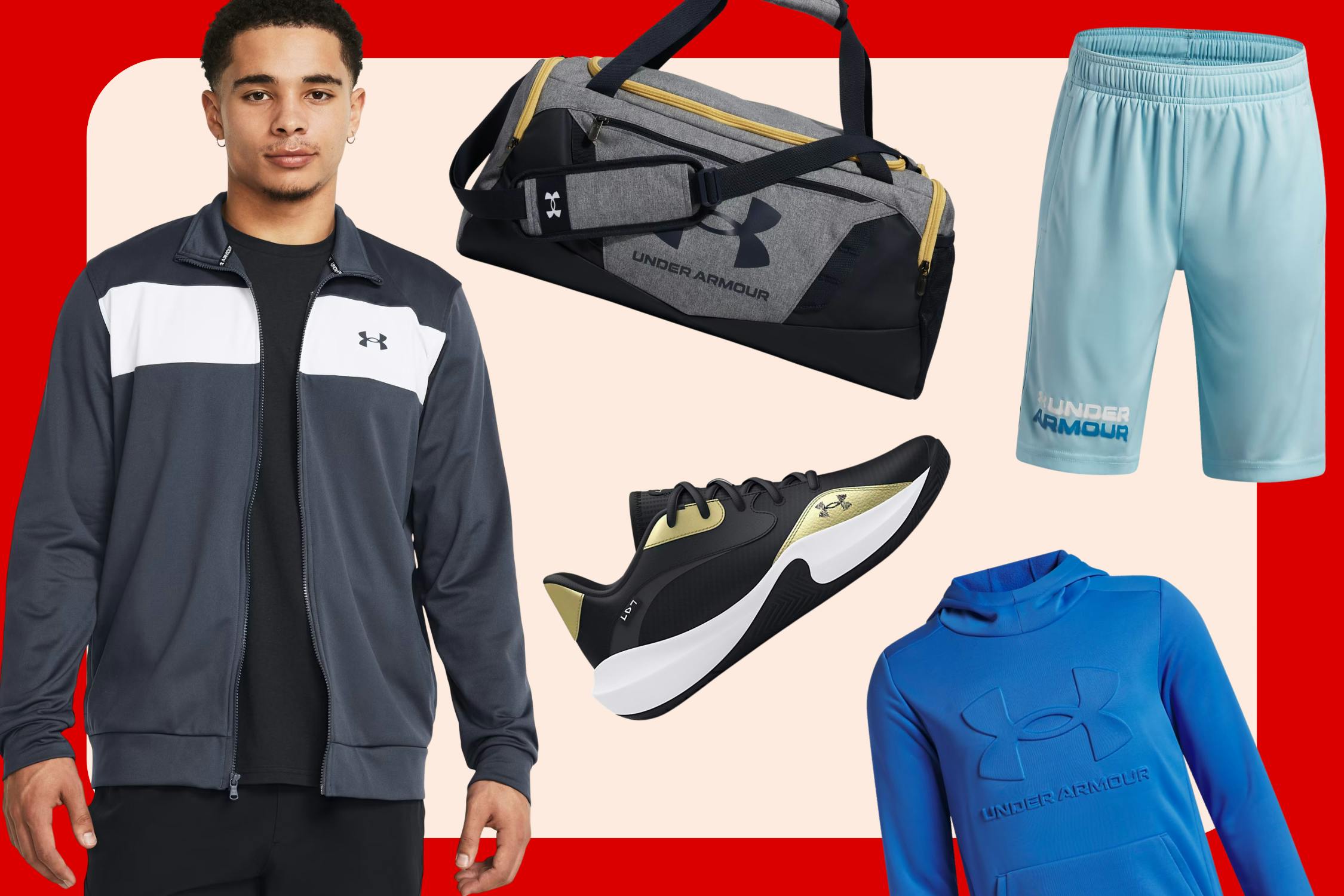 a collage of sportswear 