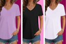 Women's T-Shirt V-Neck Short-Sleeve B0FW4J2CX5