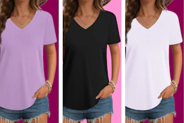 Women's T-Shirt V-Neck Short-Sleeve B0FW4J2CX5