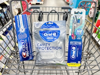 crest toothpaste oral b floss and toothbrushes in walgreens cart