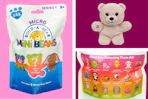 3 photos of the Micro Build a Bear Mini Bean plush toy