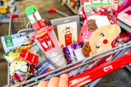 CVS shopping cart with christmas items