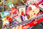 CVS shopping cart with christmas items