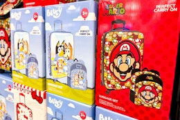 Kids’ Carry-On and Backpack Set, $50 at Costco (Hello Kitty, Bluey, Mario) card image