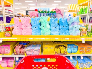 peeps plush and candy sitting on target shelves