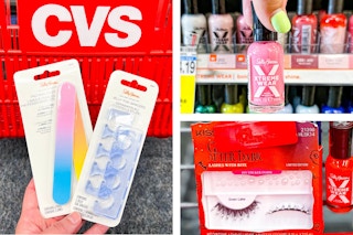 collage with sally hansen and kiss products