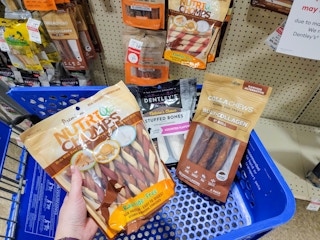 cart with 3 kinds of dog chews