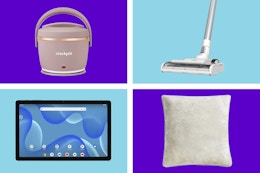 Crockpot, Tineco vacuum, Onn. Tablet, and Mainstays decorative pillow