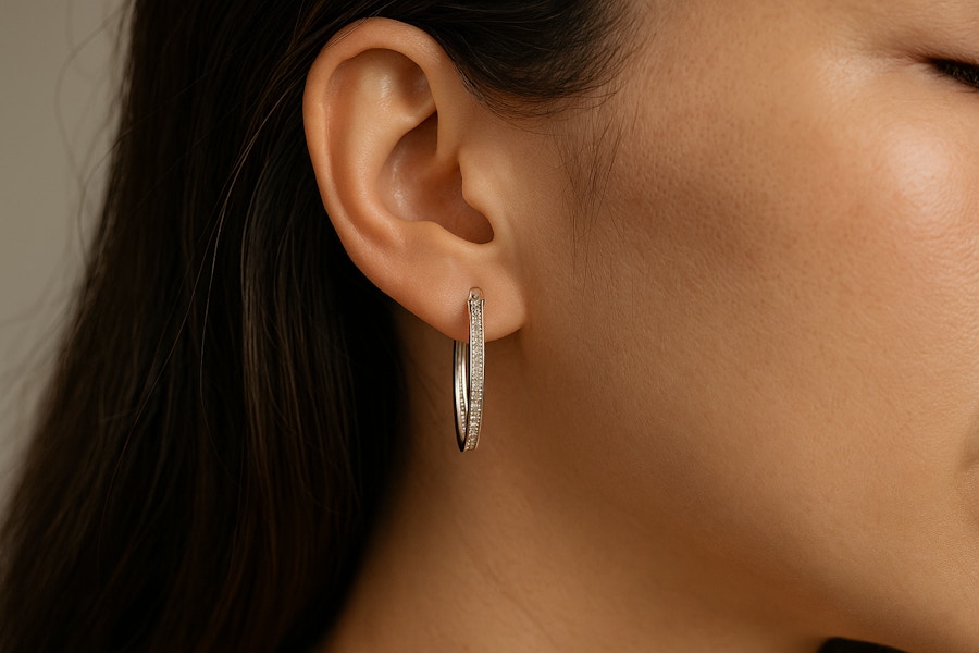 Super Jeweler 1/4ct Natural Diamond Oval Hoop Earrings