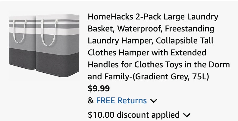 laundry basket Amazon receipt