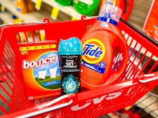 bounce dryer sheets, downy unstopables and tide detergent