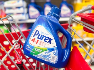 purex detergent sitting in a target cart