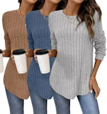 Women's Long Sleeve Tunic Tops 3-Pack
