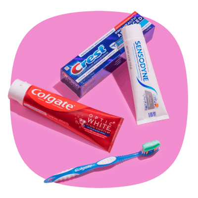 Squircle shaped image of Toothpaste themed commercial photography