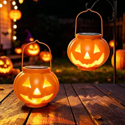 Pumpkin Solar Lanterns 2-Pack