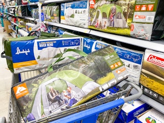 Camping Tents in Walmart shopping cart